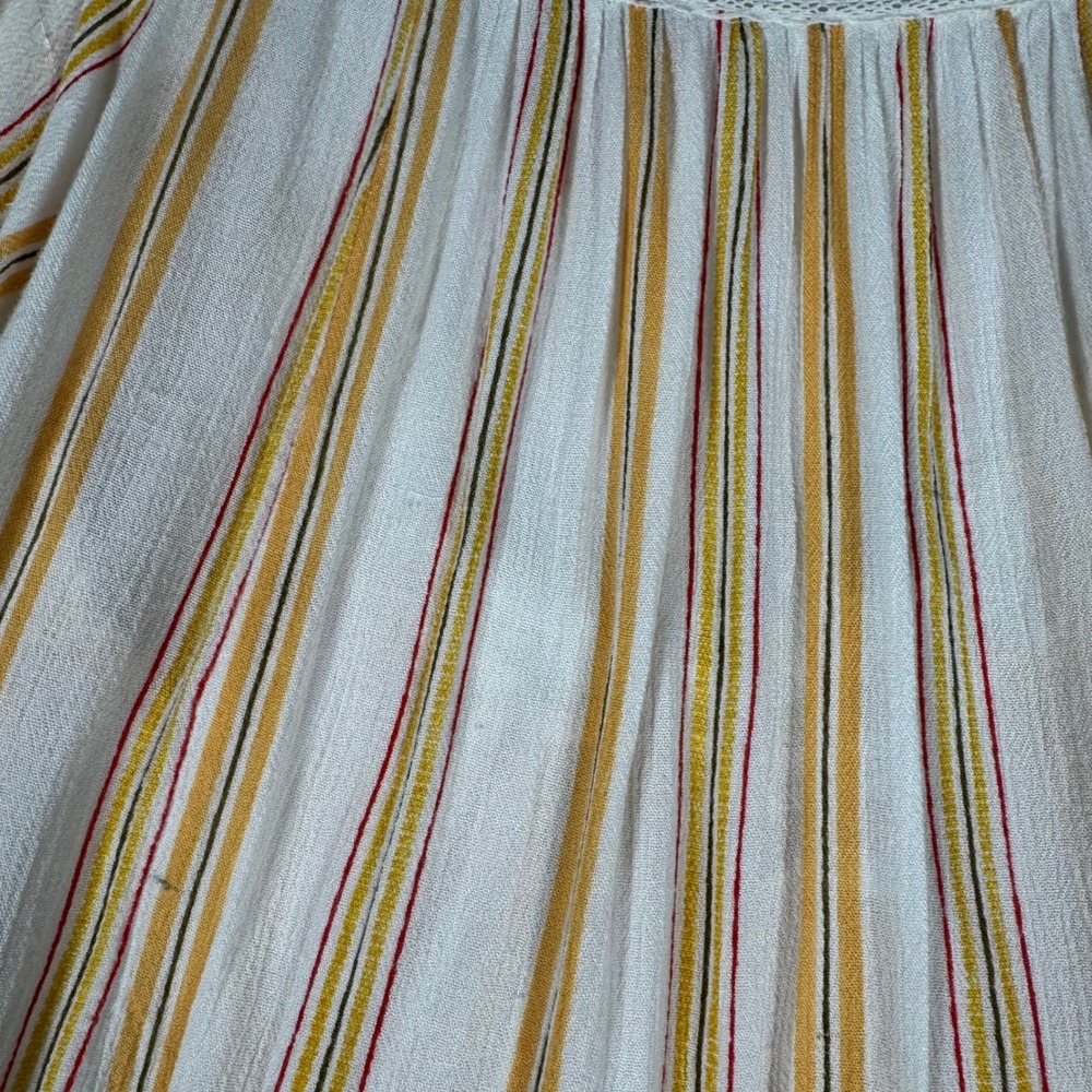 Urban Outfitters Striped Boho Lace Trim Peasant Top Square Neck Balloon Sleeve S - Picture 6 of 8